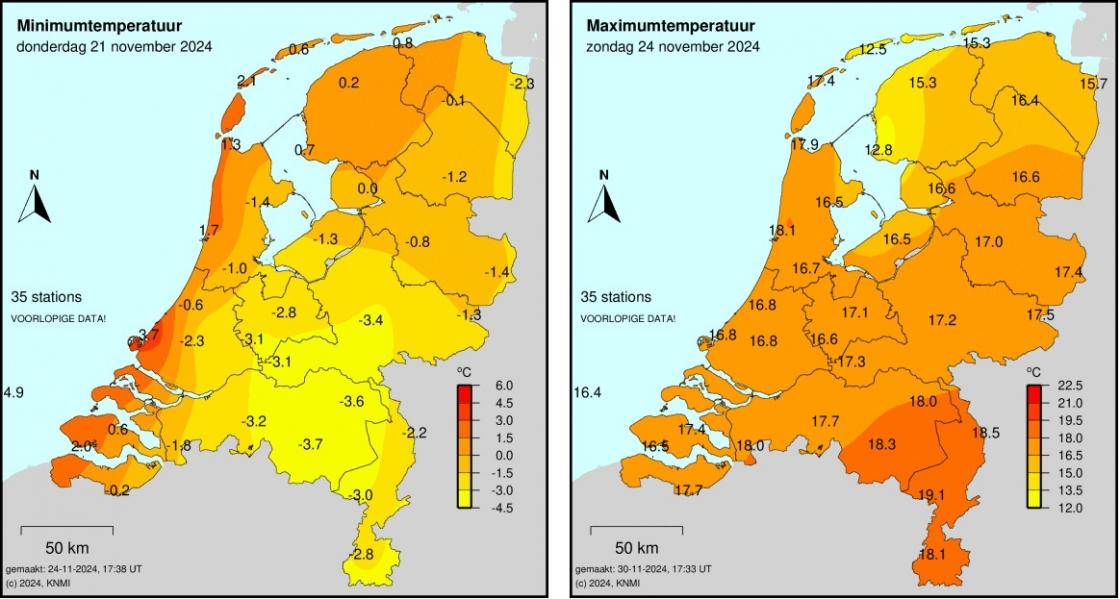 20241121 avond vorst KNMI + 20241124 warmte record Weerplaza.jpg